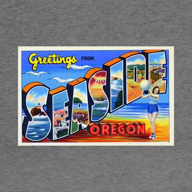 Greetings from Seaside, Oregon - Vintage Large Letter Postcard by Naves